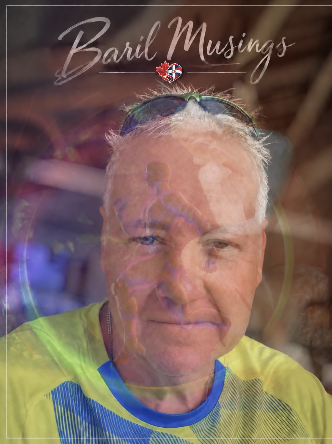 Dan Baril’s Baril Musings portrait, with his Canada–Dominican Republic emblem